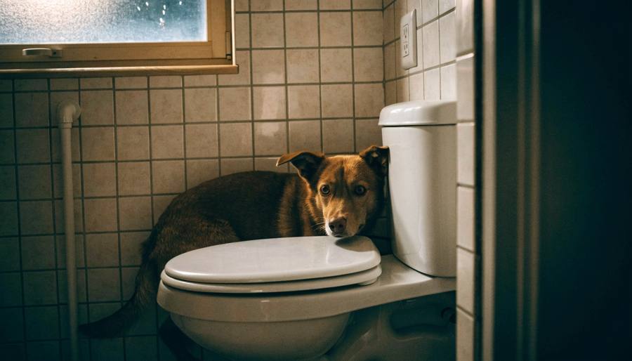 Dog hiding during fireworks